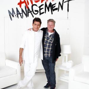 Charlie Sheen and his Publicist Jeff Ballard on the set of 