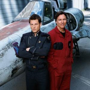 Jamie Bamber and Richard Hatch in Battlestar Galactica 2004