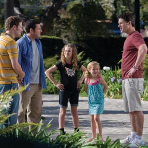 Still of Adam Sandler Judd Apatow Eric Bana Seth Rogen Maude Apatow and Iris Apatow in Funny People 2009