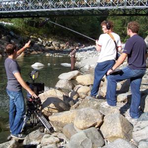 Directing film on river bank with my HPX3700