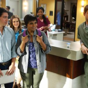Still of Ike Barinholtz Chris Messina and Mindy Kaling in The Mindy Project 2012