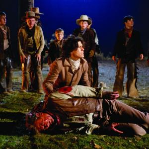 Still of John Wayne, Robert Carradine, Alfred Barker Jr., Sean Kelly and A Martinez in The Cowboys (1972)