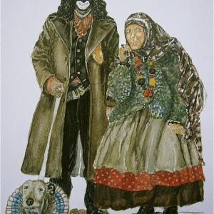 Costume design for Reece Shearsmith and Mark Gatiss as Papa and Mama Lazarou The League of Gentlemen BBC TV