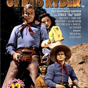 Vivian Austin Don Red Barry and Tommy Cook in Adventures of Red Ryder 1940