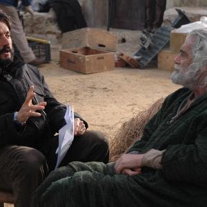 Giulio Base directing Omar Sharif  IMPERIUM SAINT PETER  Tunisia  2005