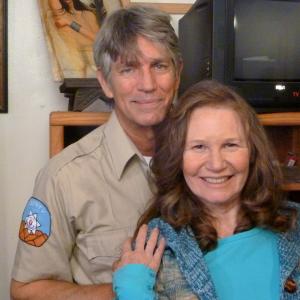 Eric Roberts as Sheriff Jensen, Roberta Bassin as his sister Kathy Jensen during filming of feature