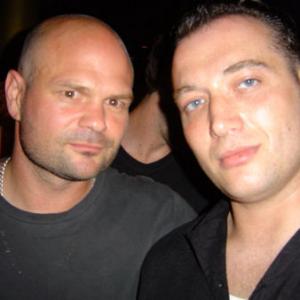 Ernest Trosman and Chris Bauer from The Wire's season 2 wrap party