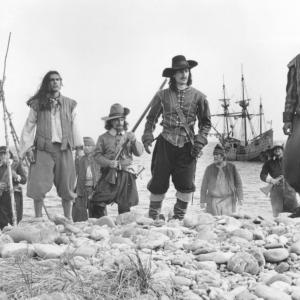 Still of Adam Beach, Nathaniel Parker and Sheldon Peters Wolfchild in Squanto: A Warrior's Tale (1994)
