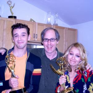 Michael Urie and Becki Newton of Ugly Betty hold a couple of Jeff Beals Emmy Awards