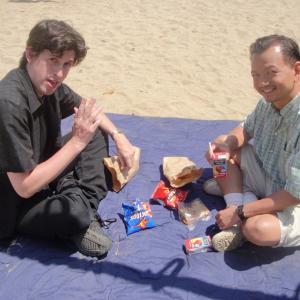 Michael Beardsley with Kevin Trang on the set of Love is Deaf