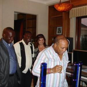 Lynn Beaudin meeting Producer Quincy Jones at his home to discuss film project along with Rwandan officials