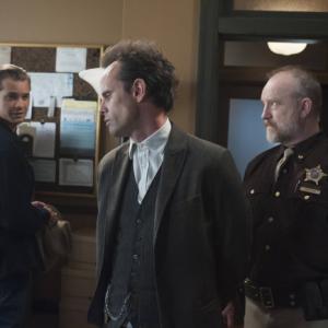 Still of Jim Beaver Walton Goggins and Timothy Olyphant in Justified 2010