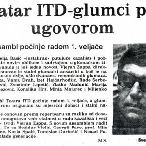 First regular ensemble of the ITD Theatre Miljenko Brlecic 1974/75.,...1977/78.