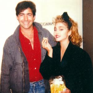 Madonna & Me eating popcorn in her dressing room. I also played a small part on Material Girl video. I'm the one with the wastepaper basket. We worked on several things including 