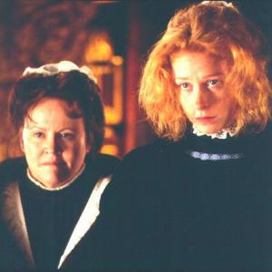 Actresses Edie McClurg and Fay Masterson in a scene from The Manor, the whodunit by Kenneth Berris.