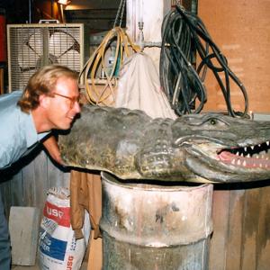 Berris checks out an animatronic crocodile. His extensive FX and CGI background has made him the choice of many creature pics.