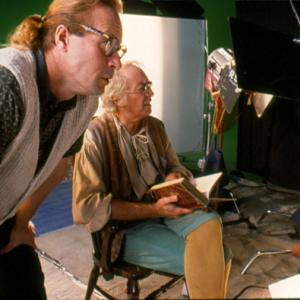 Berris directs Oscar winner Martin Landau on the set of Pinocchio.