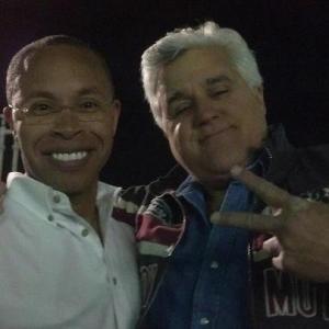 Erik Betts with Jay Leno (President Obama's stunt double saves the day for Jay Leno)