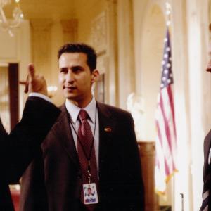 Raoul Bhaneja as Agent Aziz in The Sentinel with directoractor Clark Johnson and Michael Douglas