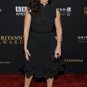 Leila Birch arrives at the BAFTA Los Angeles Jaguar Britannia Awards held at The Beverly Hilton Hotel on October 30 2014 in Beverly Hills California