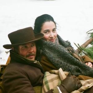 Catherine Black and Cary Wayne Moore on set of The Donner Party