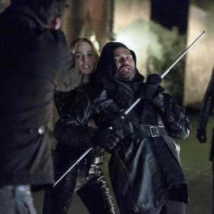 Still of Paul Blackthorne Stephen Amell and Caity Lotz in Strele 2012