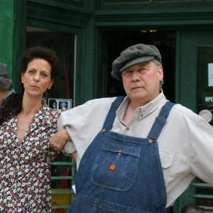 Actor Ronnie D Blair as Norm and Actress Tina Pryor as Evelyn on the set of LET IT BE WAR