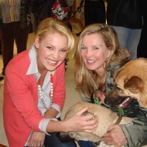 Katherine Heigl with Smiley Angel and Megan Blake at opening of Orange Bone a rescue store for rescued animals Woof!