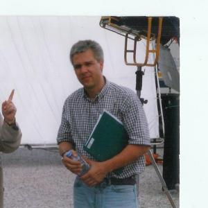 Sir Peter with Director Boris Blank on set in Switzerland