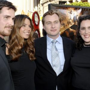 Christian Bale, Sibi Blazic, Christopher Nolan and Emma Thomas at event of Betmenas: Pradzia (2005)