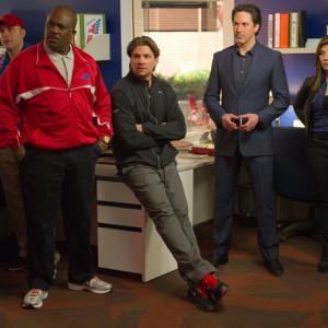 Still of Marc Blucas Scott Cohen and Callie Thorne in Necessary Roughness To Swerve and Protect 2012