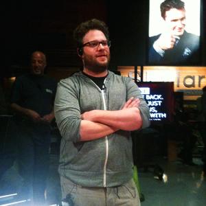 Alan Blumenfeld working with Seth Rogen, James Franco, Guy Fieri and David Diaan in the hit comedy, THE INTERVIEW. Look for it in fall of 2014. Pictured here: Seth Rogen.