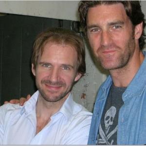 Patrick Boll and Ralph Fiennes backstage at Faith Healer