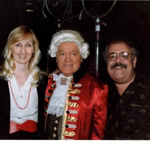 Martha Bolton, Bob Hope and Jeffrey Barron on set of Bob Hope TV special taping