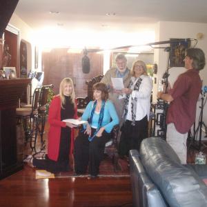 Karen Knotts daughter of Don Knotts Bob Mills Edie Hand and Martha Bolton on set of an upcoming project created and produced by Martha and Edie