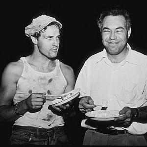 Marlon Brando with Rudy Bond during filming of A Streetcar Named Desire
