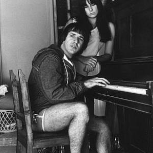 Cher  Sonny Bono at home in their garage Los Angeles CA
