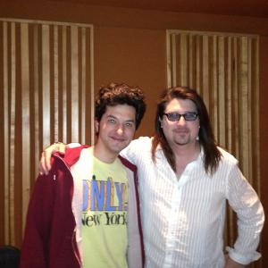 Ben Schwartz left and director Chris Borders right recording sessions for DreamWorks SKG Turbo