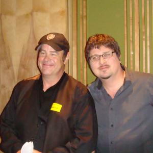 (left) actor Dan Aykroyd, and director Chris Borders in the studio recording 