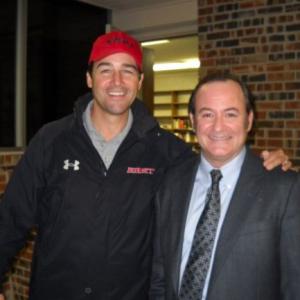 David Born and Kyle Chandler on the set of Friday Night Lights