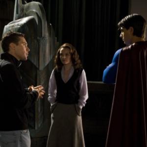 Bryan Singer Kate Bosworth and Brandon Routh in Superman Returns 2006