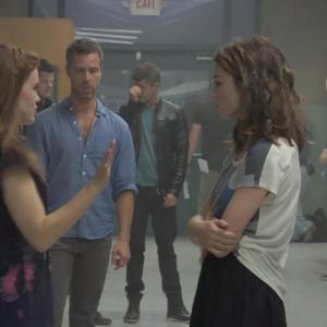 Still of JR Bourne Max Carver Holland Roden and Crystal Reed on Teen Wolf