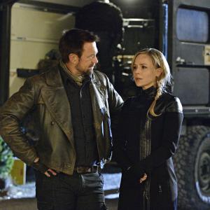 Still of Julie Benz and Grant Bowler in Defiance 2013