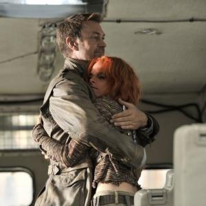 Still of Grant Bowler and Stephanie Leonidas in Defiance (2013)