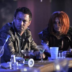 Still of Grant Bowler and Stephanie Leonidas in Defiance (2013)