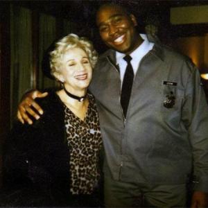 Olympia Dukakis and Gouchy Boy on the set of Its Never Too Late