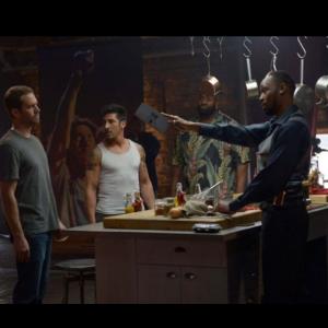 Paul Walker,David Belle,Goûchy Boy & Rza on the set of Brick Mansions 2013.
