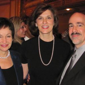Lyrcist Lynn Ahrens Vicki Kennedy and composer Peter Boyer following the premiere of The Dream Lives On A Portrait of the Kennedy Brothers at Bostons Symphony Hall May 18 2010