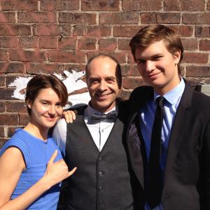 With Shailene Woodley and Ansel Elgort on the set of The Fault In Our Stars