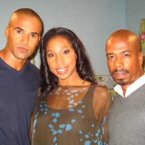 On set of Criminal Minds with Shemar Moore and Jo D. Jonz